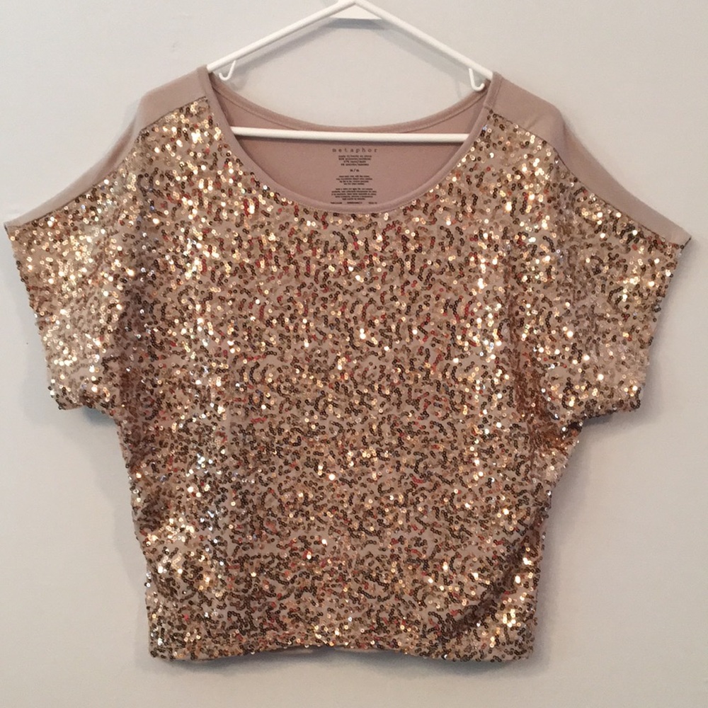 EUC Metaphor Gold Sequined Top SzMED